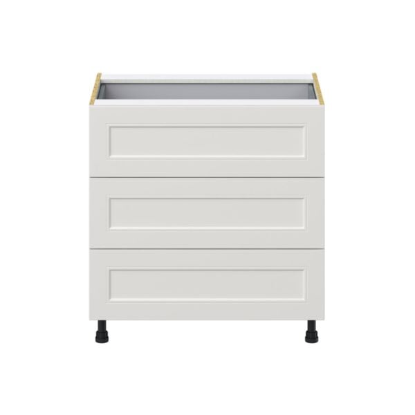 Wisteria Painted Light Gray Recessed Assembled Base Cabinet with Three 10 in. Drawers and 1 Inner Drawer (33 in. W X 34.5 in. H X 24 in. D)