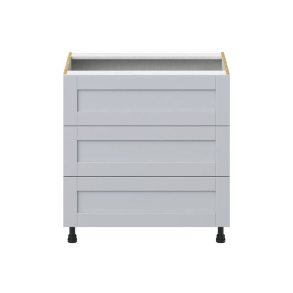 Sea Holly Light Gray  Shaker Assembled Base Cabinet with Three 10 in. Drawers (33 in. W X 34.5 in. H X 24 in. D)