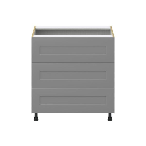 Willow Painted Slate Gray  Shaker Assembled Base Cabinet with Three 10 in. Drawers (33 in. W X 34.5 in. H X 24 in. D)