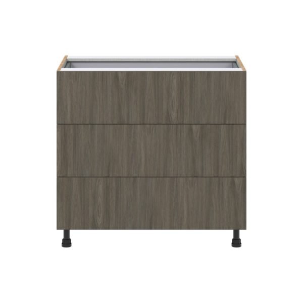 Cordyline Textured Slab Walnut Assembled Base Cabinet with Three 10 in. Drawers and 1 Inner Drawer (36 in. W x 34.5 in. H x 24 in. D)