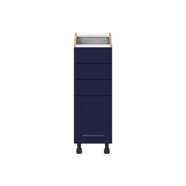 Camellia Painted Midnight Blue Recessed Assembled Base Cabinet with 4 Drawers (12 in. W X 34.5 in. H X 24 in. D)