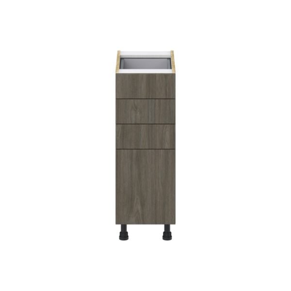 Cordyline Textured Slab Walnut Assembled Base Cabinet with 4 Drawers (12 in. W X 34.5 in. H X 24 in. D)