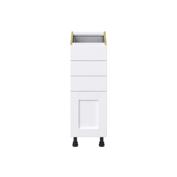 Dahlia Bright White  Shaker Assembled Base Cabinet with 4 Drawers (12 in. W X 34.5 in. H X 24 in. D)