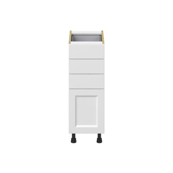 Magnolia Painted Bright White Recessed Assembled Base Cabinet with 4 Drawers (12 in. W X 34.5 in. H X 24 in. D)