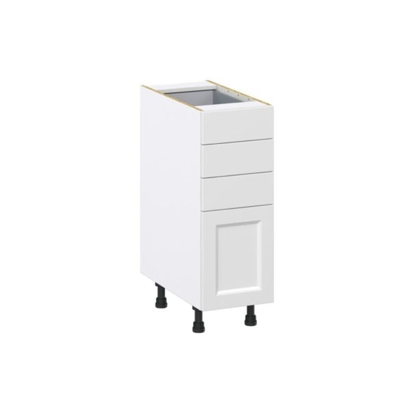 Magnolia Painted Bright White Recessed Assembled Base Cabinet with 4 Drawers (12 in. W X 34.5 in. H X 24 in. D)