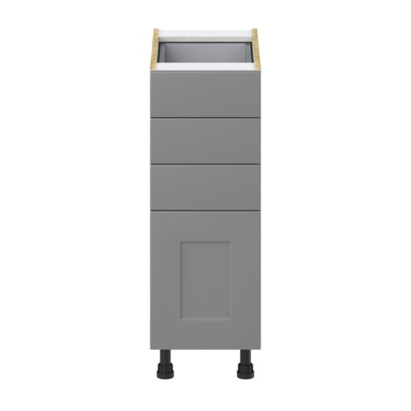 Willow Painted Slate Gray  Shaker Assembled Base Cabinet with 4 Drawers (12 in. W X 34.5 in. H X 24 in. D)