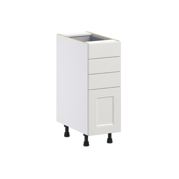 Wisteria Painted Light Gray Recessed Assembled Base Cabinet with 4 Drawers (12 in. W X 34.5 in. H X 24 in. D)