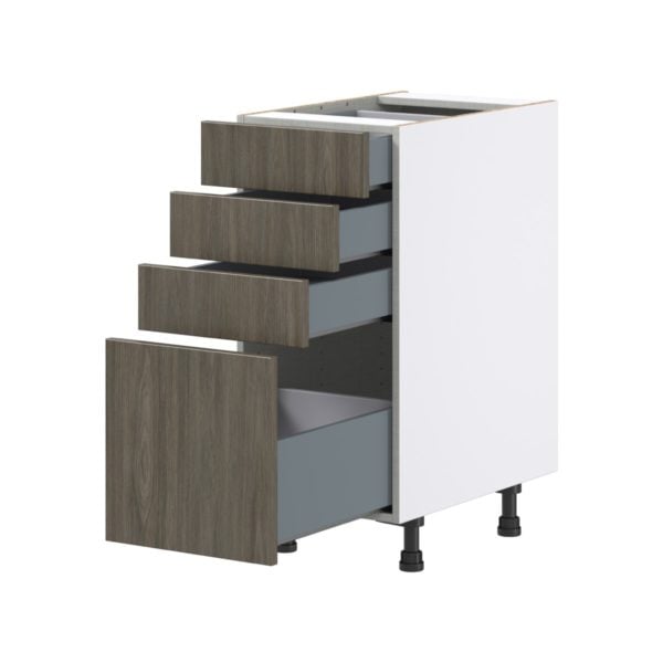 Cordyline Textured Slab Walnut Assembled Base Cabinet with 4 Drawers (15 in. W x 34.5 in. H x 24 in. D)