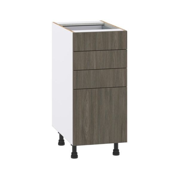 Cordyline Textured Slab Walnut Assembled Base Cabinet with 4 Drawers (15 in. W x 34.5 in. H x 24 in. D)