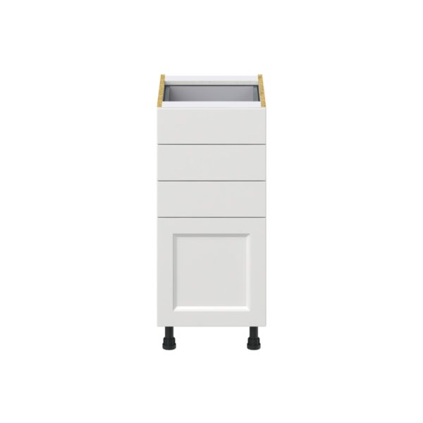 Magnolia Painted Bright White Recessed Assembled Base Cabinet with 4 Drawers (15 in. W x 34.5 in. H x 24 in. D)