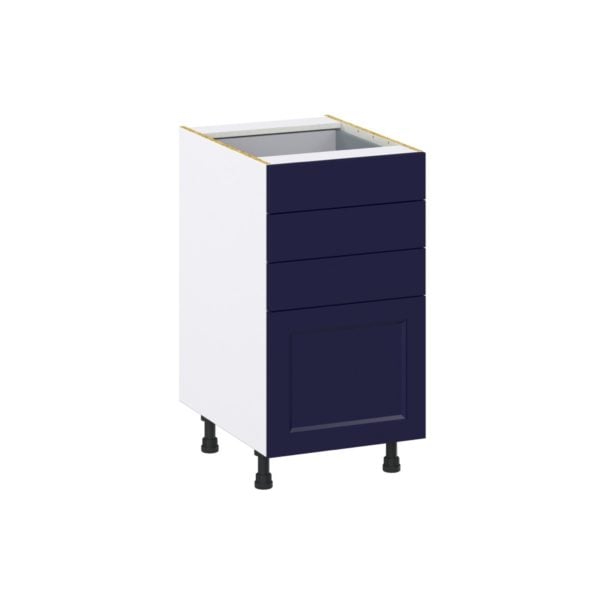 Camellia Painted Midnight Blue Recessed Assembled Base Cabinet with 4 Drawers (18 in. W x 34.5 in. H x 24 in. D)