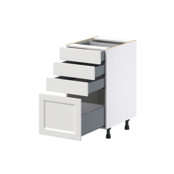 Magnolia Painted Bright White Recessed Assembled Base Cabinet with 4 Drawers (18 in. W x 34.5 in. H x 24 in. D)