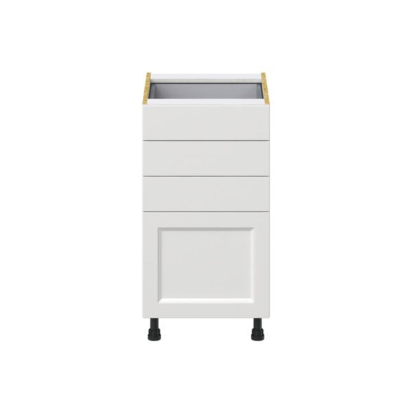 Magnolia Painted Bright White Recessed Assembled Base Cabinet with 4 Drawers (18 in. W x 34.5 in. H x 24 in. D)