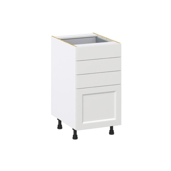 Magnolia Painted Bright White Recessed Assembled Base Cabinet with 4 Drawers (18 in. W x 34.5 in. H x 24 in. D)