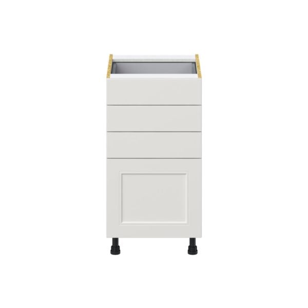 Wisteria Painted Light Gray Recessed Assembled Base Cabinet with 4 Drawers (18 in. W x 34.5 in. H x 24 in. D)