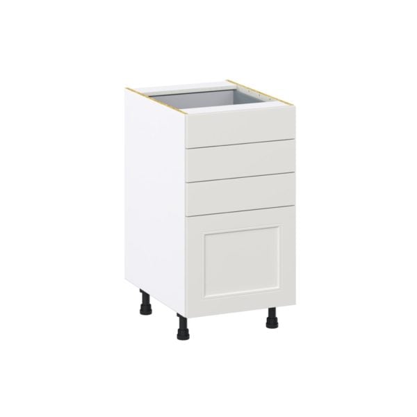 Wisteria Painted Light Gray Recessed Assembled Base Cabinet with 4 Drawers (18 in. W x 34.5 in. H x 24 in. D)