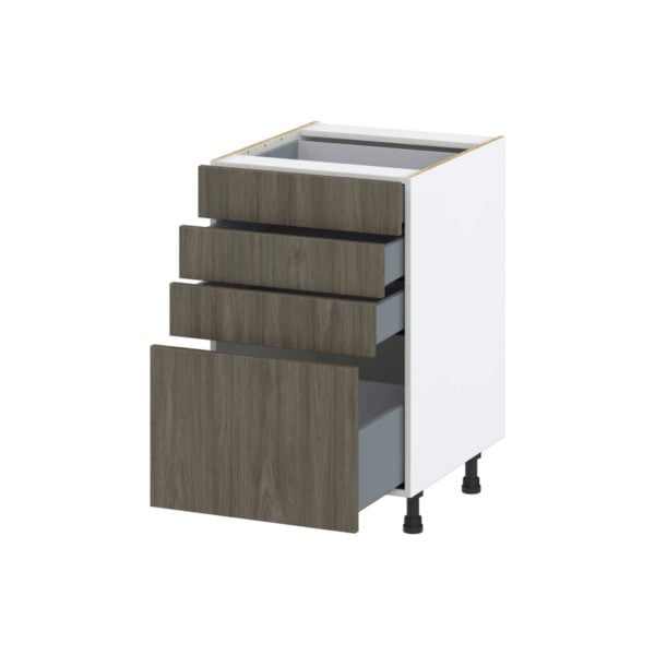 Cordyline Textured Slab Walnut Assembled Base Cabinet with 4 Drawers (21 in. W X 34.5 in. H X 24 in. D)