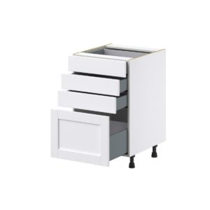 Dahlia Bright White  Shaker Assembled Base Cabinet with 4 Drawers (21 in. W X 34.5 in. H X 24 in. D)