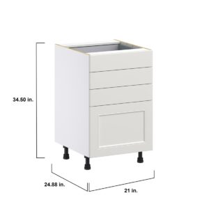 Wisteria Painted Light Gray Recessed Assembled Base Cabinet with 4 Drawers (21 in. W X 34.5 in. H X 24 in. D)