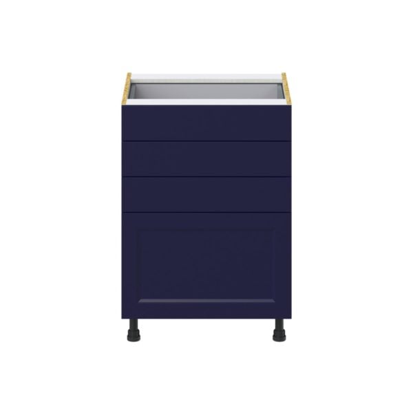 Camellia Painted Midnight Blue Recessed Assembled Base Cabinet with 4 Drawers (24 in. W x 34.5 in. H x 24 in. D)