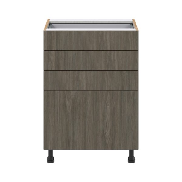 Cordyline Textured Slab Walnut Assembled Base Cabinet with 4 Drawers (24 in. W x 34.5 in. H x 24 in. D)