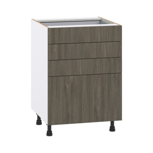 Cordyline Textured Slab Walnut Assembled Base Cabinet with 4 Drawers (24 in. W x 34.5 in. H x 24 in. D)