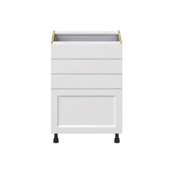 Magnolia Painted Bright White Recessed Assembled Base Cabinet with 4 Drawers (24 in. W x 34.5 in. H x 24 in. D)