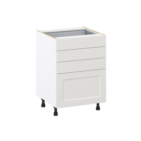 Wisteria Painted Light Gray Recessed Assembled Base Cabinet with 4 Drawers (24 in. W x 34.5 in. H x 24 in. D)