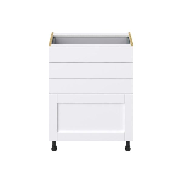 Dahlia Bright White  Shaker Assembled Base Cabinet with 4 Drawers (27 in. W X 34.5 in. H X 24 in. D)