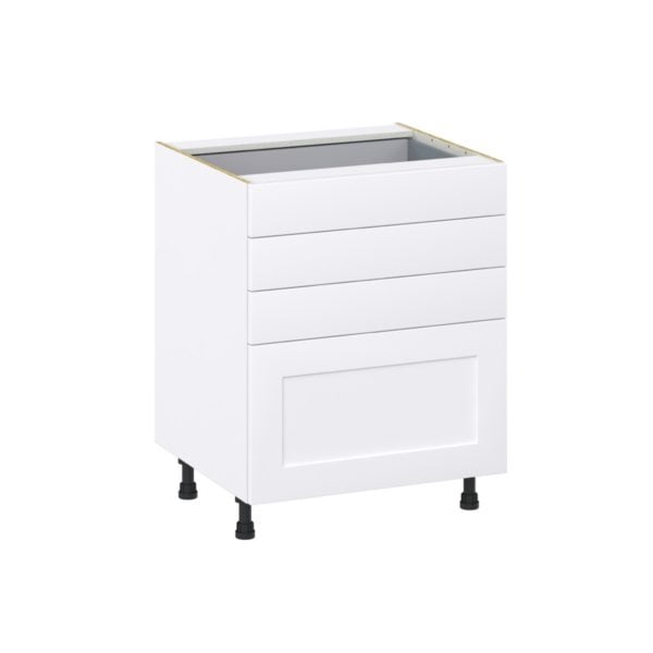 Jasmine Painted Warm White  Shaker Assembled Base Cabinet with 4 Drawers (27 in. W X 34.5 in. H X 24 in. D)