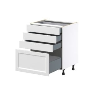 Magnolia Painted Bright White Recessed Assembled Base Cabinet with 4 Drawers (27 in. W X 34.5 in. H X 24 in. D)