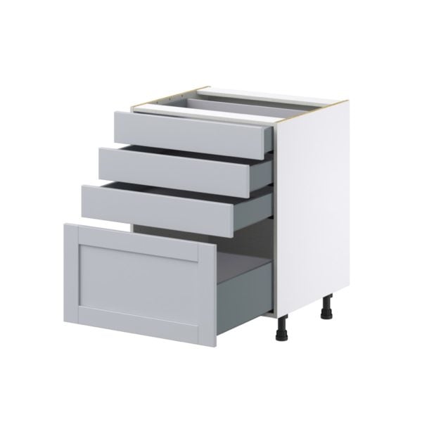 Sea Holly Light Gray  Shaker Assembled Base Cabinet with 4 Drawers (27 in. W X 34.5 in. H X 24 in. D)