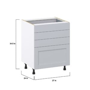 Sea Holly Light Gray  Shaker Assembled Base Cabinet with 4 Drawers (27 in. W X 34.5 in. H X 24 in. D)