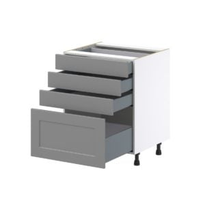 Willow Painted Slate Gray  Shaker Assembled Base Cabinet with 4 Drawers (27 in. W X 34.5 in. H X 24 in. D)