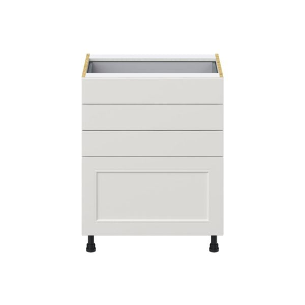 Wisteria Painted Light Gray Recessed Assembled Base Cabinet with 4 Drawers (27 in. W X 34.5 in. H X 24 in. D)