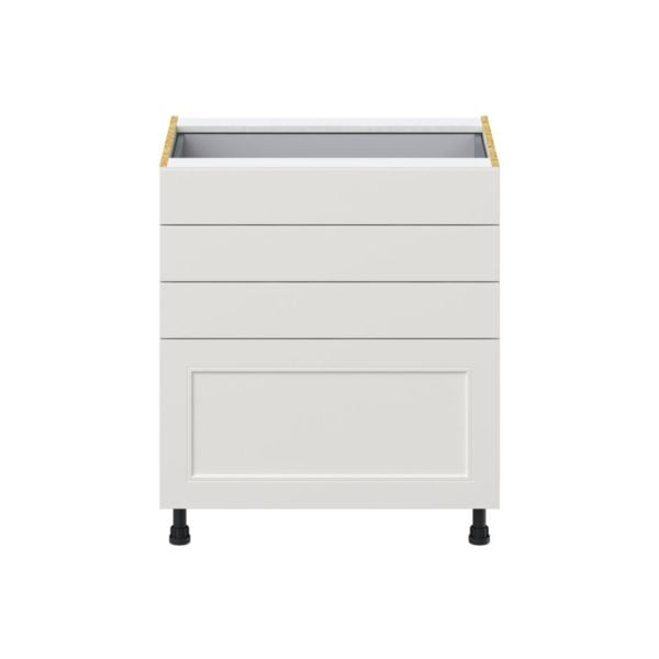 Wisteria Painted Light Gray Recessed Assembled Base Cabinet with 4 Drawers (30 in. W x 34.5 in. H x 24 in. D)