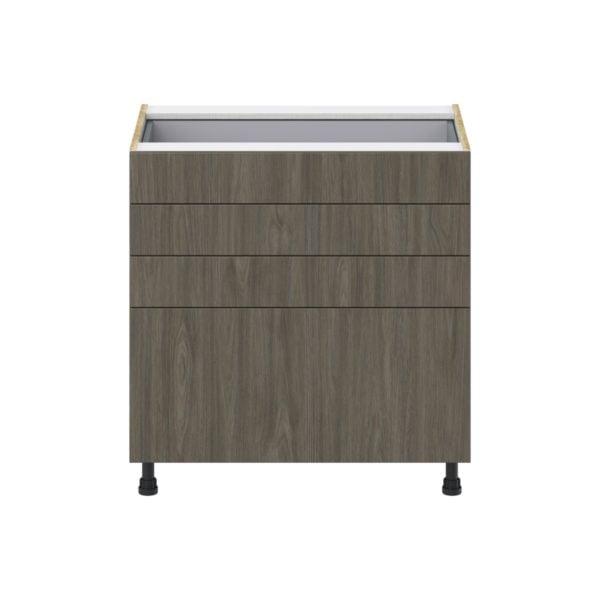 Cordyline Textured Slab Walnut Assembled Base Cabinet with 4 Drawers (33 in. W X 34.5 in. H X 24 in. D)