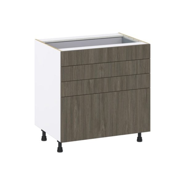 Cordyline Textured Slab Walnut Assembled Base Cabinet with 4 Drawers (33 in. W X 34.5 in. H X 24 in. D)