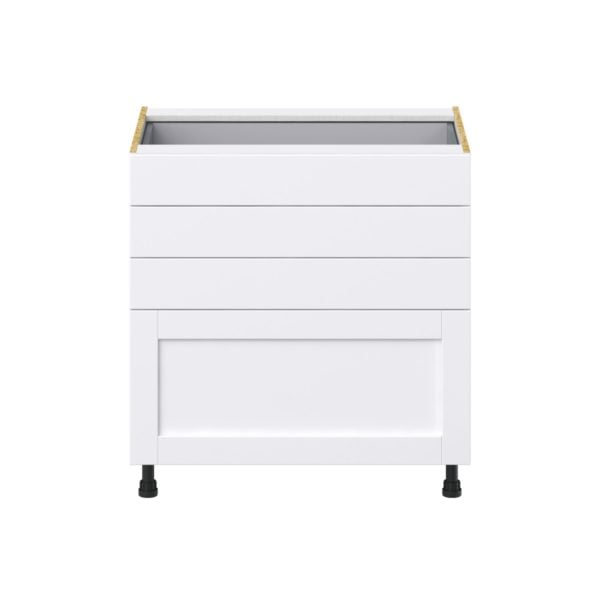 Dahlia Bright White  Shaker Assembled Base Cabinet with 4 Drawers (33 in. W X 34.5 in. H X 24 in. D)