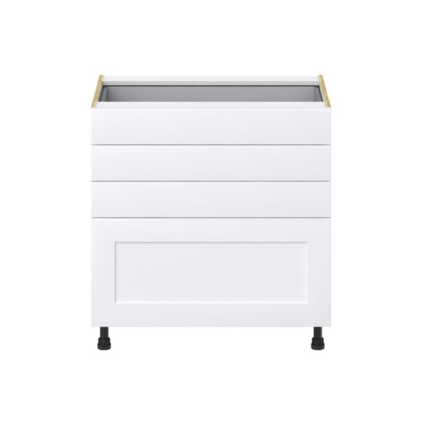 Jasmine Painted Warm White  Shaker Assembled Base Cabinet with 4 Drawers (33 in. W X 34.5 in. H X 24 in. D)