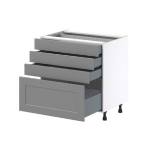 Willow Painted Slate Gray  Shaker Assembled Base Cabinet with 4 Drawers (33 in. W X 34.5 in. H X 24 in. D)