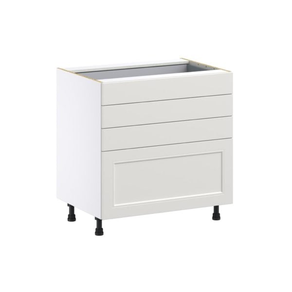 Wisteria Painted Light Gray Recessed Assembled Base Cabinet with 4 Drawers (33 in. W X 34.5 in. H X 24 in. D)