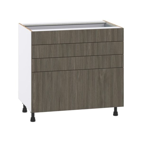 Cordyline Textured Slab Walnut Assembled Base Cabinet with 4 Drawers (36 in. W x 34.5 in. H x 24 in. D)