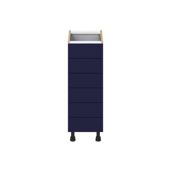 Camellia Painted Midnight Blue Recessed Assembled Base Cabinet with 6 Drawers (12 in. W X 34.5 in. H X 24 in. D)