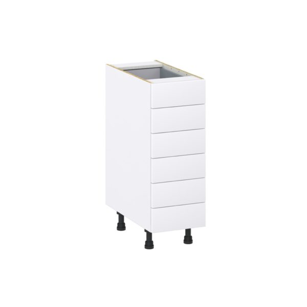 Jasmine Painted Warm White  Shaker Assembled Base Cabinet with 6 Drawers (12 in. W X 34.5 in. H X 24 in. D)