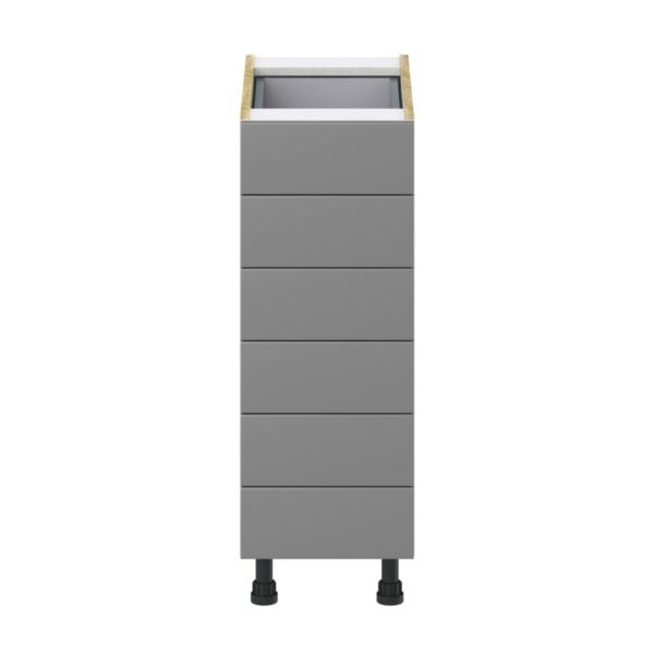 Willow Painted Slate Gray  Shaker Assembled Base Cabinet with 6 Drawers (12 in. W X 34.5 in. H X 24 in. D)