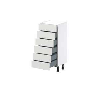 Wisteria Painted Light Gray Recessed Assembled Shallow Base Cabinet with 6 Drawers (15 in. W x 34.5 in. H x 14 in. D)