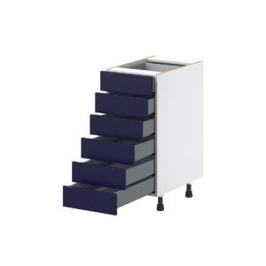 Camellia Painted Midnight Blue Recessed Assembled Base Cabinet with 6 Drawers (15 in. W x 34.5 in. H x 24 in. D)