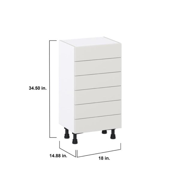 Wisteria Painted Light Gray Recessed Assembled Shallow Base Cabinet with 6 Drawers (18 in. W x 34.5 in. H x 14 in. D)