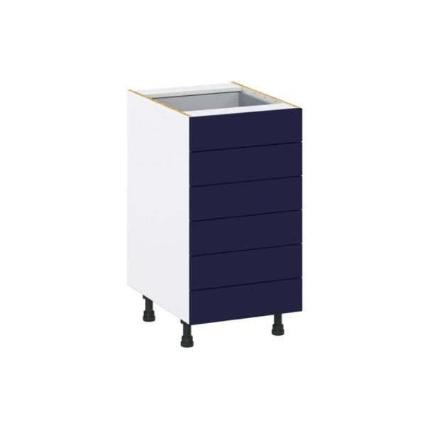 Camellia Painted Midnight Blue Recessed Assembled Base Cabinet with 6 Drawers (18 in. W x 34.5 in. H x 24 in. D)